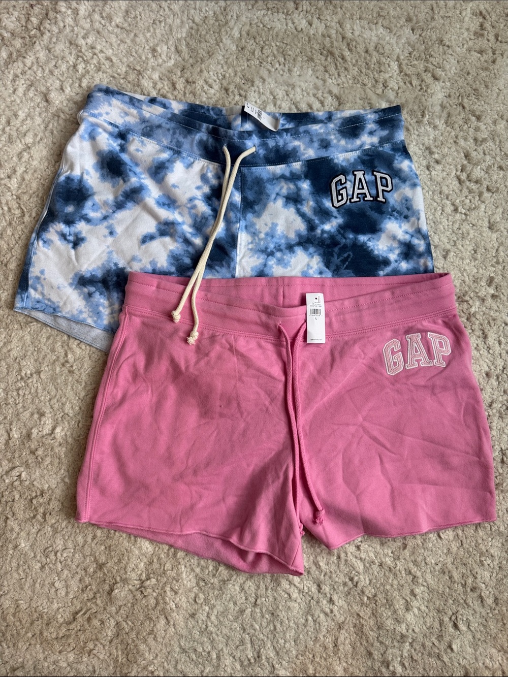 GAP Pink Solid and Blue Tie-Dye Cotton Athletic Shorts Bundle Lot